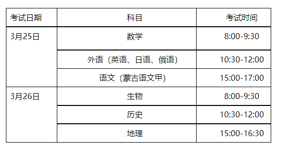 内蒙古普通高中学业水平考试延考开考时间公告